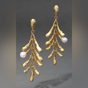 ALEXIS BITTAR NWT Perla 14K Gold Plate Freshwater Pearl Cascading Drop Earrings